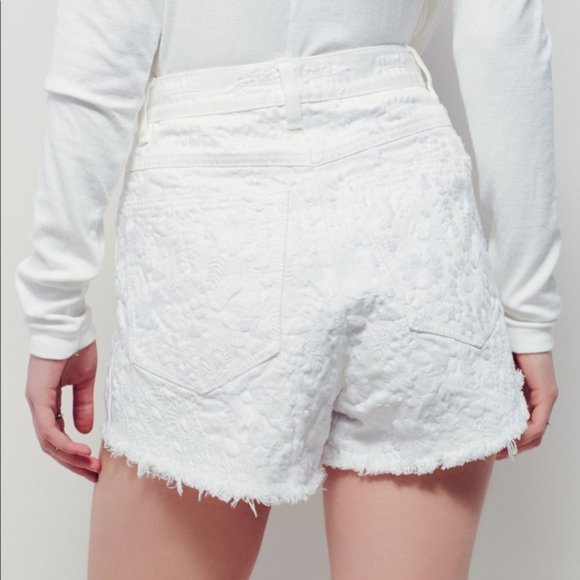 Free People Etienne Field Embroidered Cutoffs Denim Shorts - Picture 2 of 8